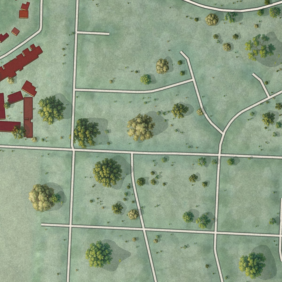 Second close-up of the map of Cinco Bayou, Florida print showing more streets and buildings