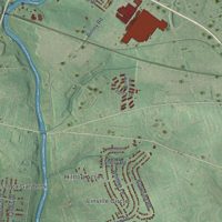 Second close-up of the map of the City of Lancaster, Lancaster County, Pennsylvania print showing more streets and buildings