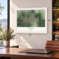 Claflin, Kansas map, 18 x 24 inch print in a white frame in a home office
