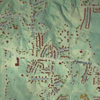 Second close-up of the map of Claiborne, Louisiana print showing more streets and buildings