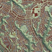 Second close-up of the map of Clairemont Mesa, California print showing more streets and buildings