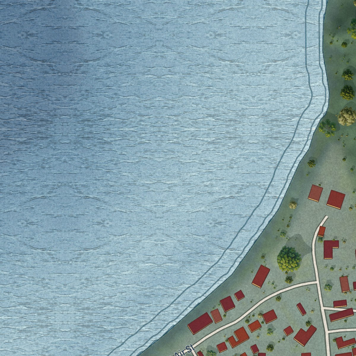 Second close-up of the map of Clallam Bay, Washington print showing more streets and buildings