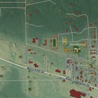 Second close-up of the map of Clare, Michigan print showing more streets and buildings