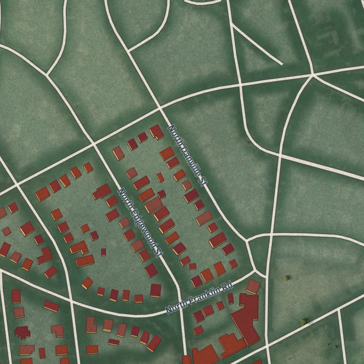Second close-up of the map of Clarendon, Virginia print showing more streets and buildings
