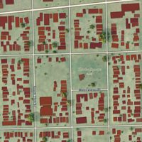 Second close-up of the map of Clarke Square, Wisconsin print showing more streets and buildings