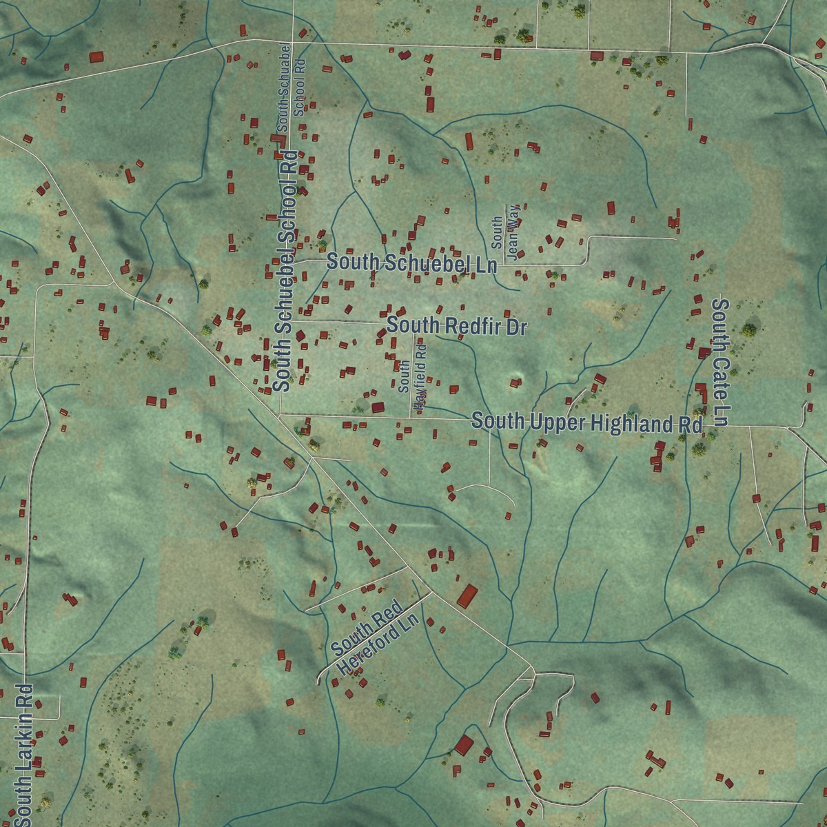 Second close-up of the map of Clarkes, Oregon print showing more streets and buildings