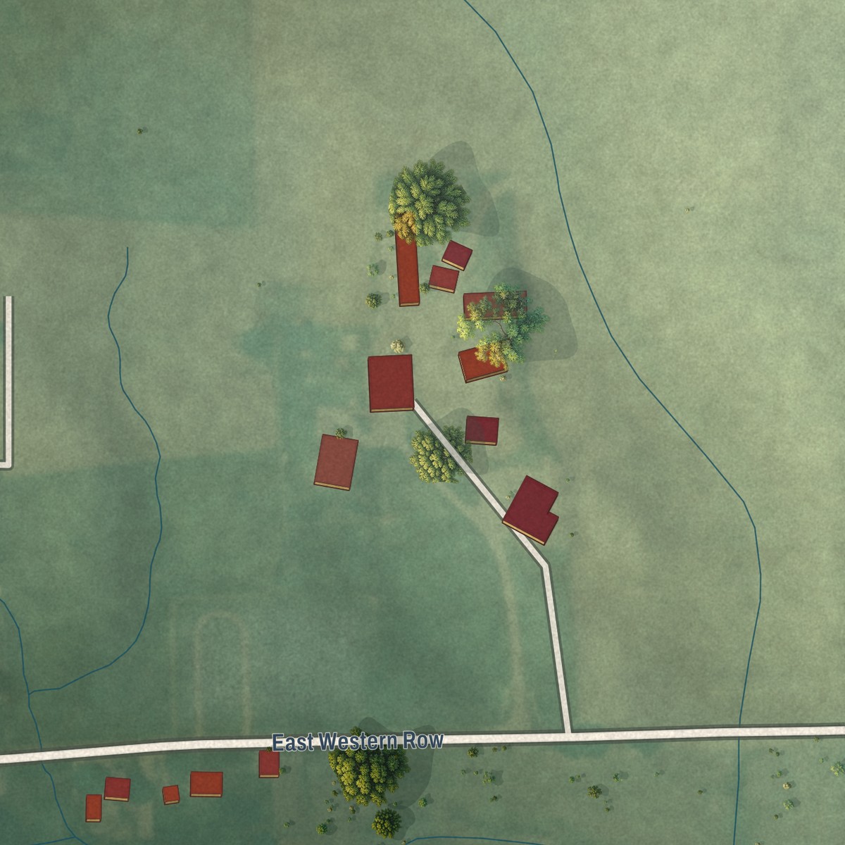 Second close-up of the map of Clarksburg, Indiana print showing more streets and buildings