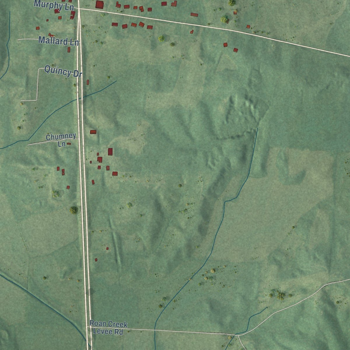 Second close-up of the map of Clarksburg, Tennessee print showing more streets and buildings