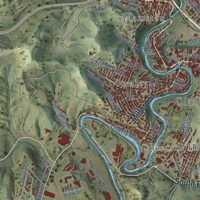 Second close-up of the map of Clarksburg, West Virginia print showing more streets and buildings