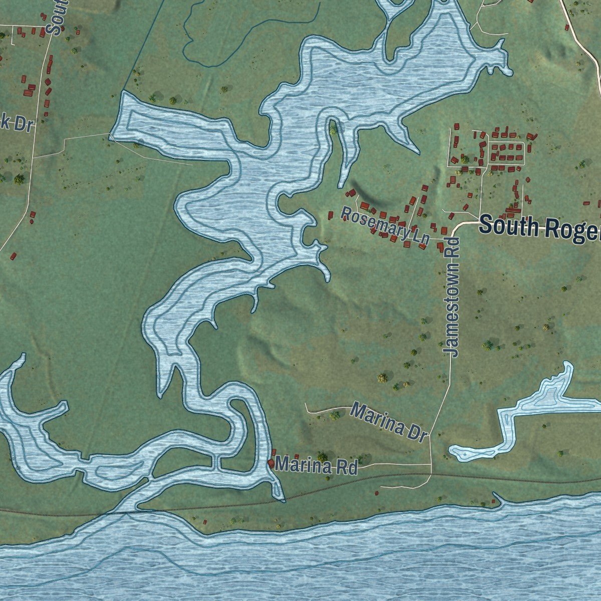 Second close-up of the map of Clarksville, Arkansas print showing more streets and buildings