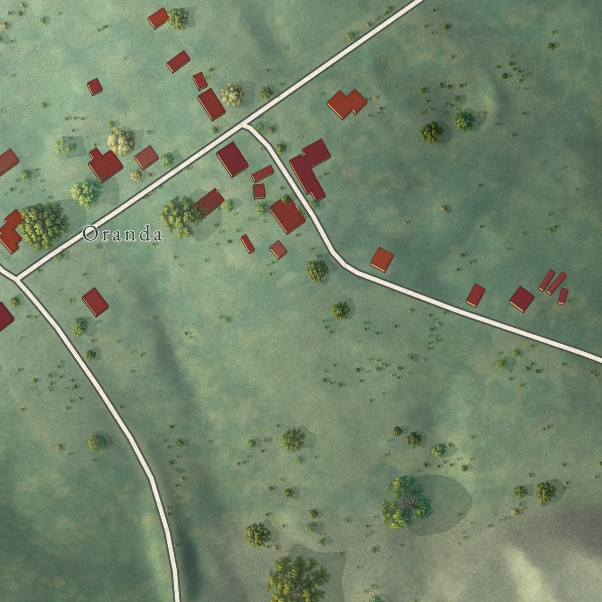 Second close-up of the map of Clary, Virginia print showing more streets and buildings
