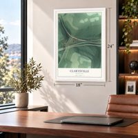 Clarysville, Maryland map, 18 x 24 inch print in a white frame in a home office
