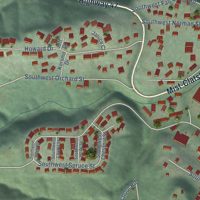Second close-up of the map of Clatskanie, Oregon print showing more streets and buildings