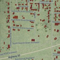 Second close-up of the map of Clay City, Illinois print showing more streets and buildings