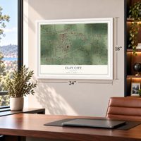 Clay City, Illinois map, 18 x 24 inch print in a white frame in a home office
