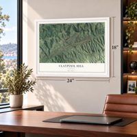 Claypool Hill, Virginia map, 18 x 24 inch print in a white frame in a home office
