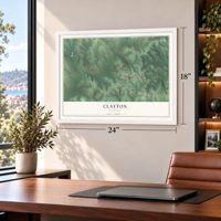 Clayton, Alabama map, 18 x 24 inch print in a white frame in a home office