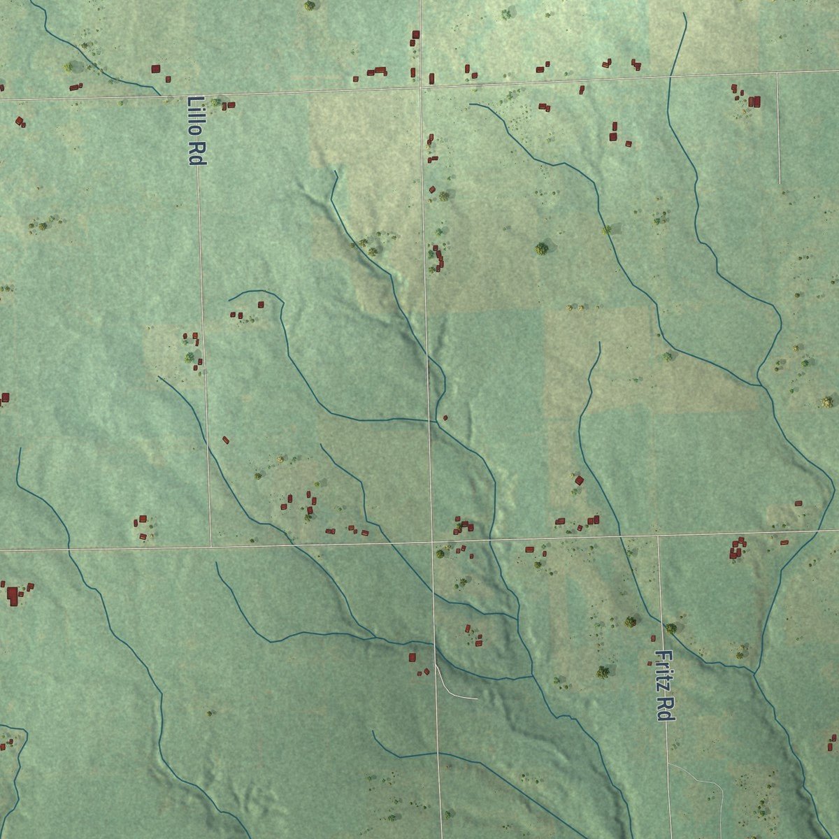 Second close-up of the map of Clayton, Arenac County, Michigan print showing more streets and buildings