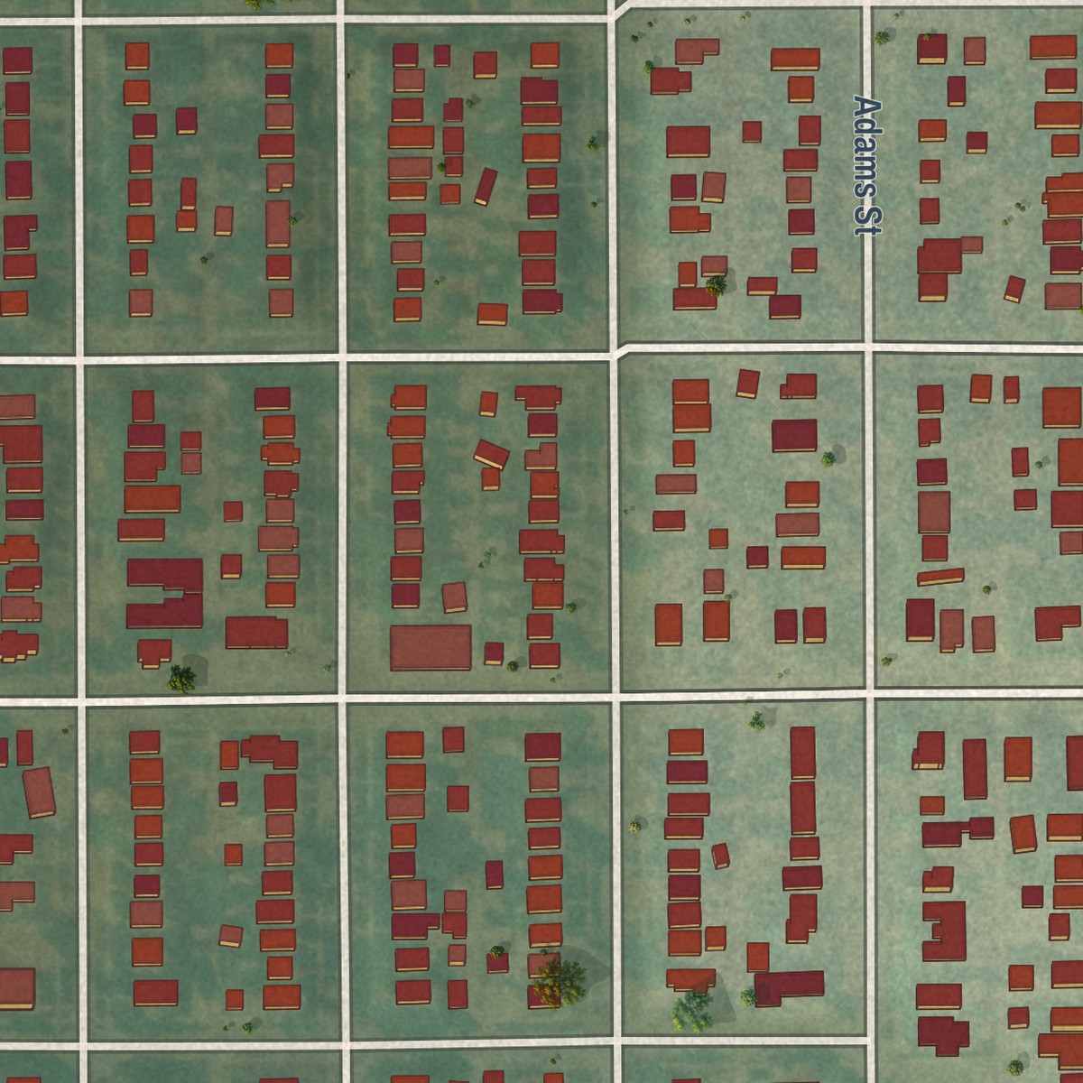 Second close-up of the map of Clayton, Colorado print showing more streets and buildings