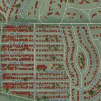 Second close-up of the map of Clayton, Missouri print showing more streets and buildings