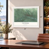 Cle Elum, Washington map, 18 x 24 inch print in a white frame in a home office