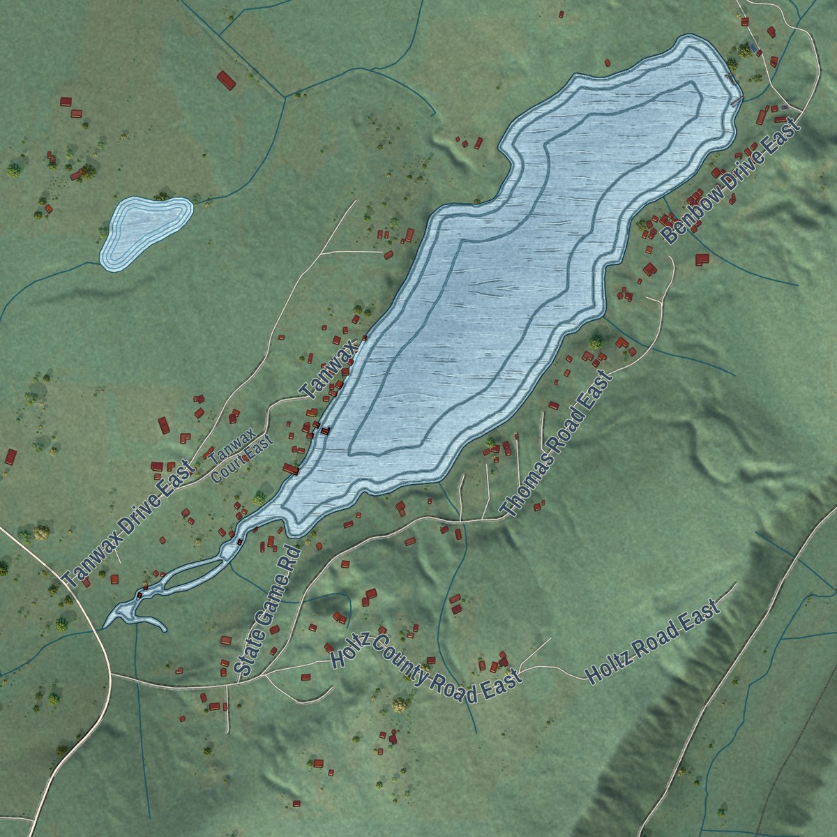 Second close-up of the map of Clear Lake, Pierce County, Washington print showing more streets and buildings