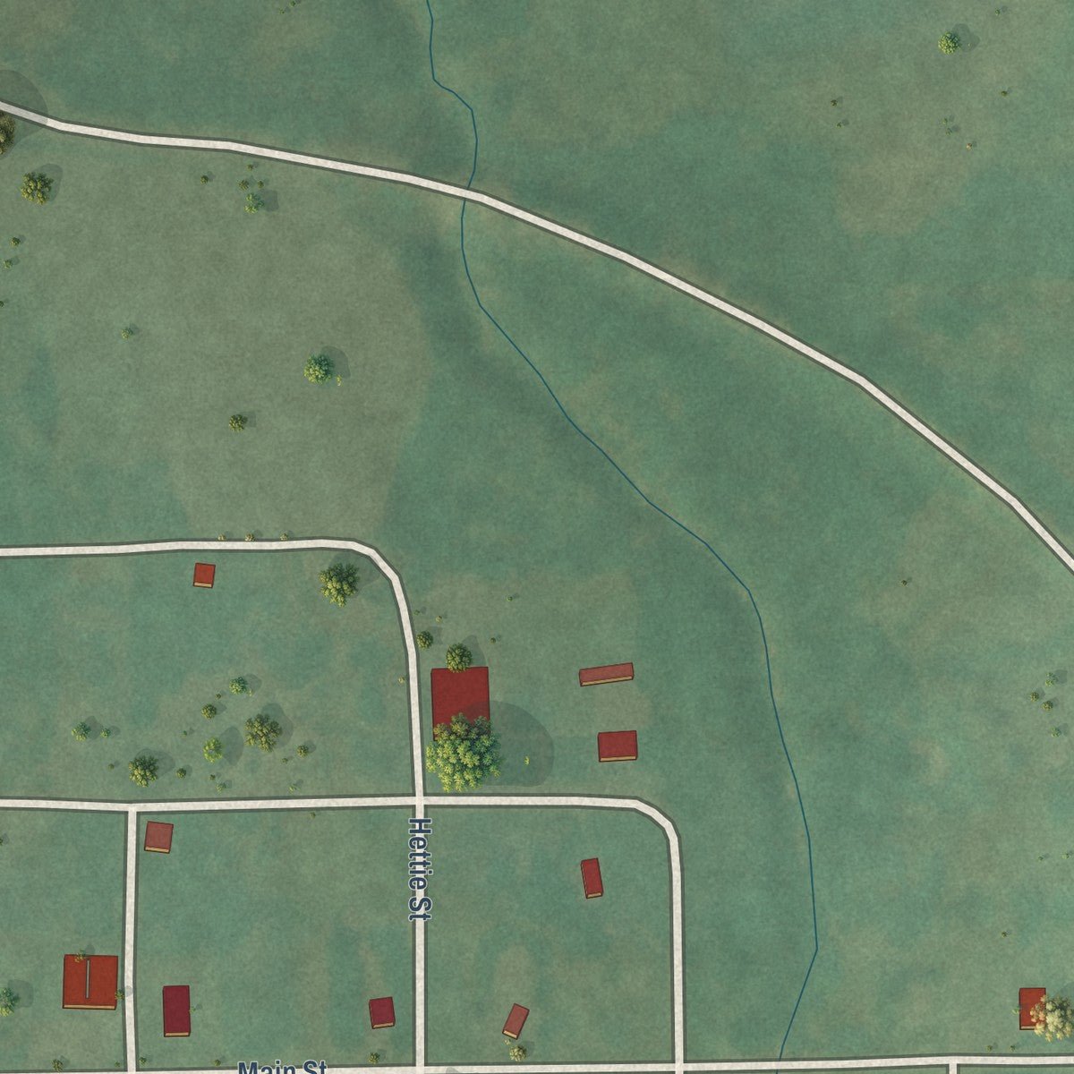 Second close-up of the map of Clearview, Oklahoma print showing more streets and buildings