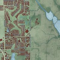 Second close-up of the map of Clearwater, Florida print showing more streets and buildings