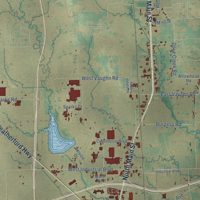 Second close-up of the map of Cleburne, Texas print showing more streets and buildings