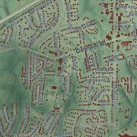 Second close-up of the map of Clemmons, North Carolina print showing more streets and buildings