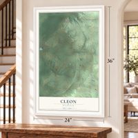 Cleon, Michigan map, 24 x 36 inch print in a white frame by a staircase