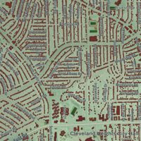 Second close-up of the map of Cleveland Heights, Ohio print showing more streets and buildings