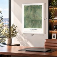 Cleveland, Missouri map, 18 x 24 inch print in a white frame in a home office