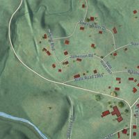 Second close-up of the map of Cliffside, North Carolina print showing more streets and buildings