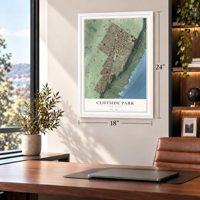 Cliffside Park, New Jersey map, 18 x 24 inch print in a white frame in a home office