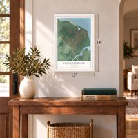 Cliffwood Beach, New Jersey map, 12 x 18 inch print in a white frame in an entryway