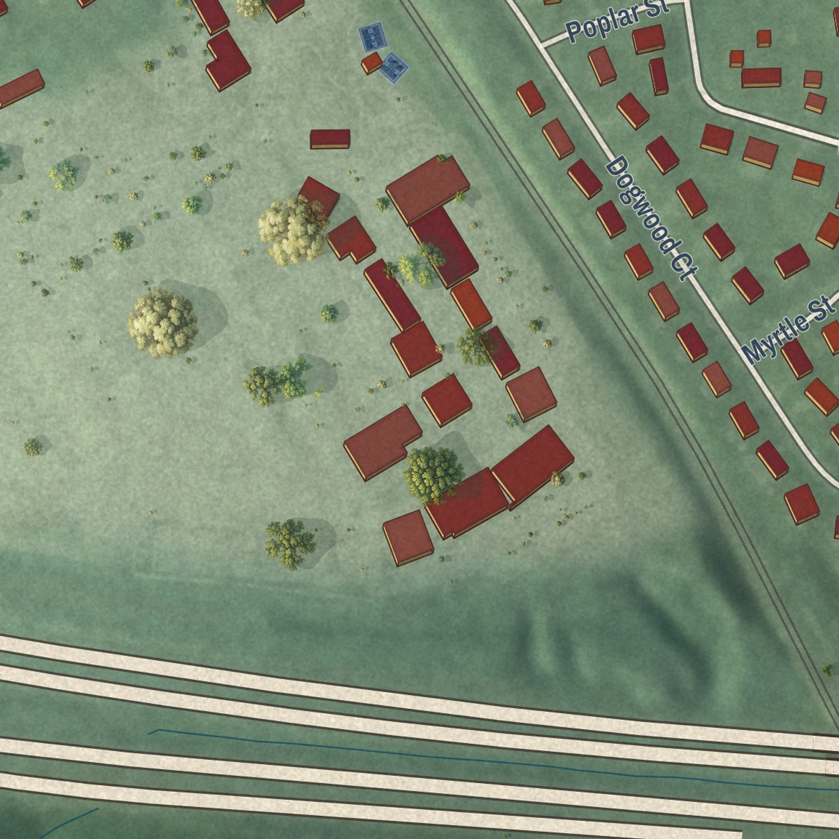 Second close-up of the map of Cliffwood, New Jersey print showing more streets and buildings