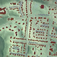 Second close-up of the map of Clifton, Cincinnati, Ohio print showing more streets and buildings