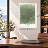 Clifton, Colorado map, 18 x 24 inch print in a white frame in a home office