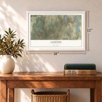 Clifton, Pennsylvania map, 12 x 18 inch print in a white frame in an entryway