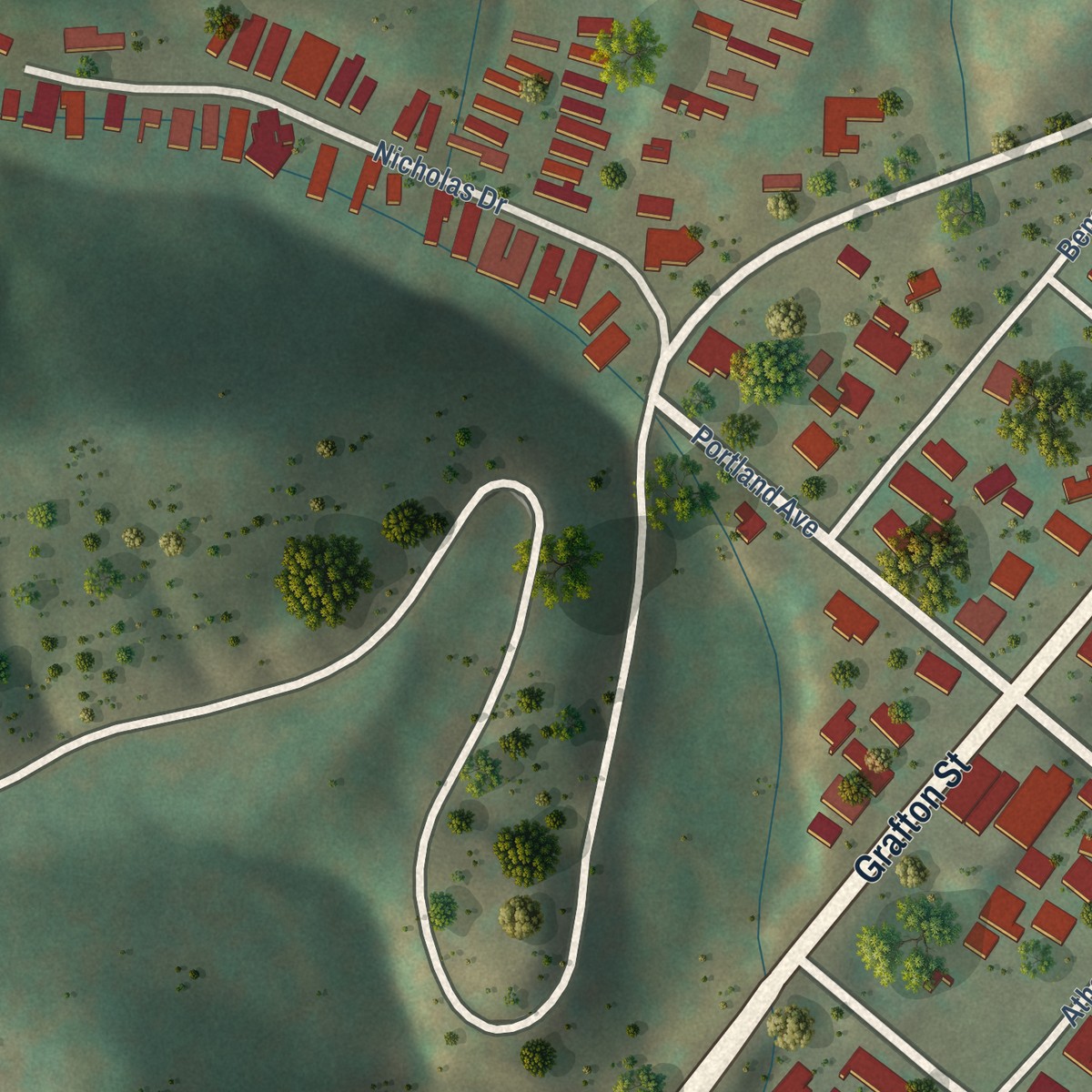 Second close-up of the map of Cliftondale Park, Virginia print showing more streets and buildings