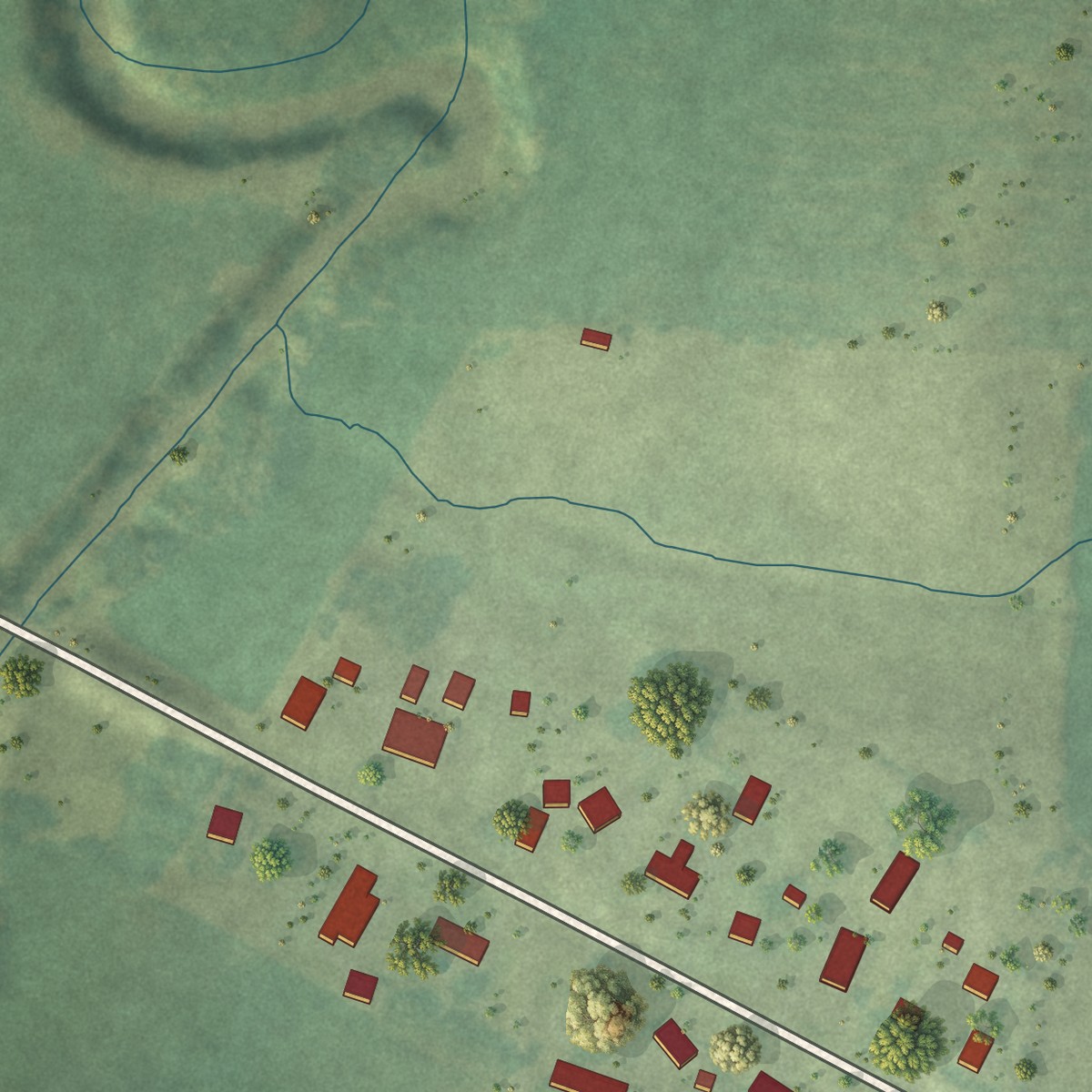 Second close-up of the map of Climbing Hill, Iowa print showing more streets and buildings