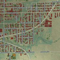 Second close-up of the map of Clinton, Illinois print showing more streets and buildings