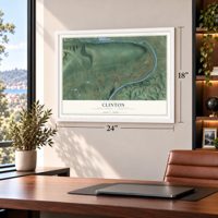 Clinton, Lycoming County, Pennsylvania map, 18 x 24 inch print in a white frame in a home office