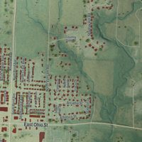 Second close-up of the map of Clinton, Missouri print showing more streets and buildings