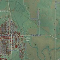Second close-up of the map of Clinton, Oklahoma print showing more streets and buildings