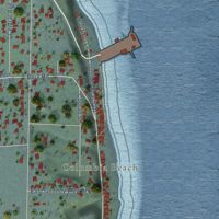 Second close-up of the map of Clinton, Washington print showing more streets and buildings