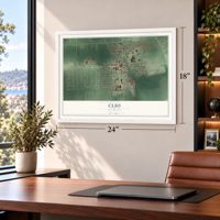 Clio, Michigan map, 18 x 24 inch print in a white frame in a home office