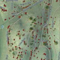Second close-up of the map of Cloudcroft, New Mexico print showing more streets and buildings