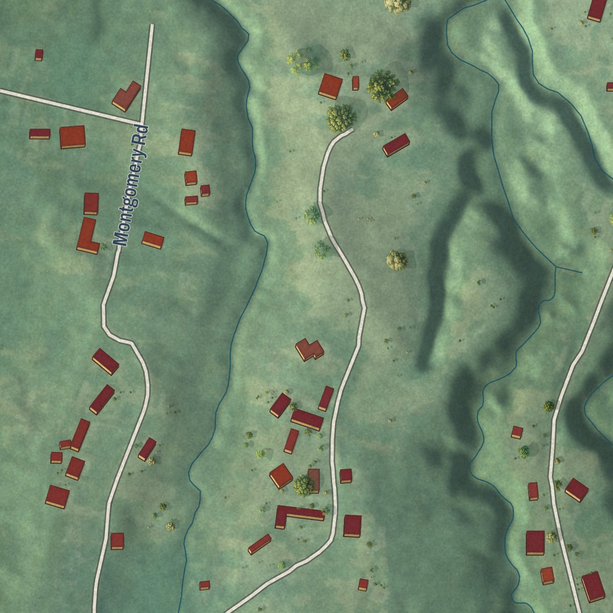Second close-up of the map of Cloverdale, Mississippi print showing more streets and buildings
